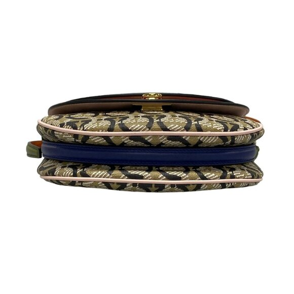 Auth Salvatore Ferragamo Gancini 21H986 Beige Red Multi PVC Leather - Picture 7 of 16